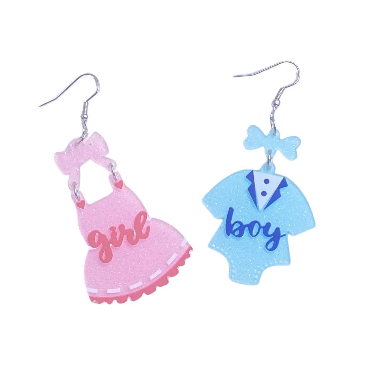 Wholesale  pink blue clothes asymmetric acrylic earrings