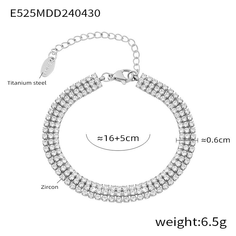 Wholesale Fashion Tennis Bracelet Titanium Steel Gold Plated Colorful Zircon Boutique Resale Jewelry