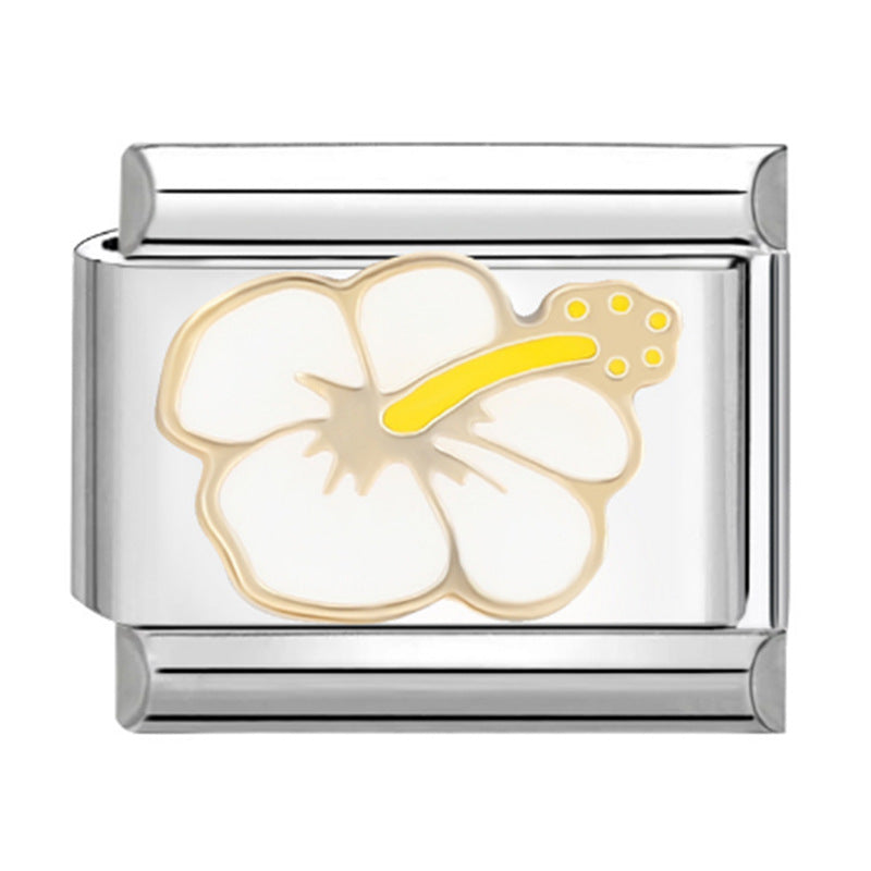 Wholesale 10pcs Italian Charm Bracelet 9mm DIY Splicing Removable Plant Flower Element Stainless Steel Composable Bracelet