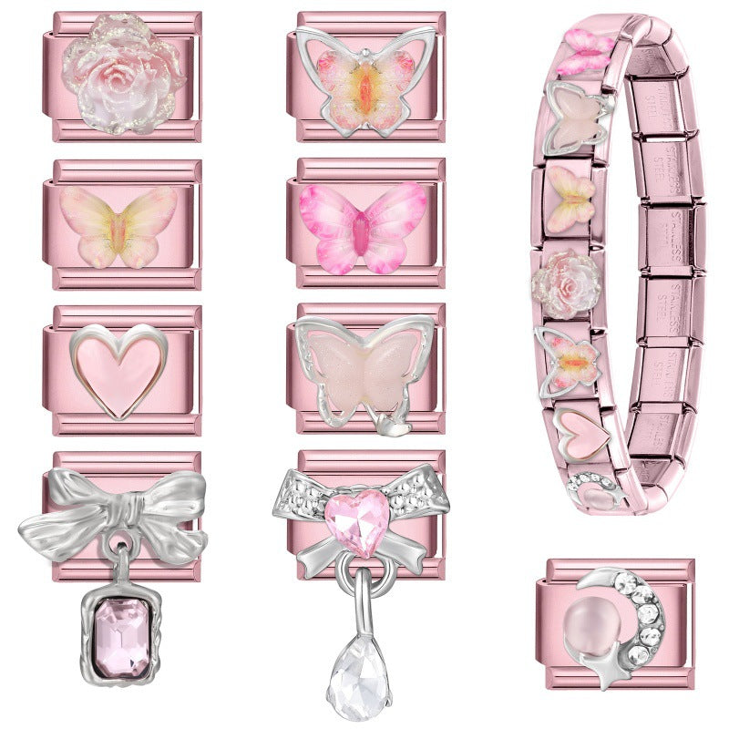 Wholesale 9mm Italian Charm Starter Bracelets DIY Butterfly Heart Stainless Steel Composable Bracelet