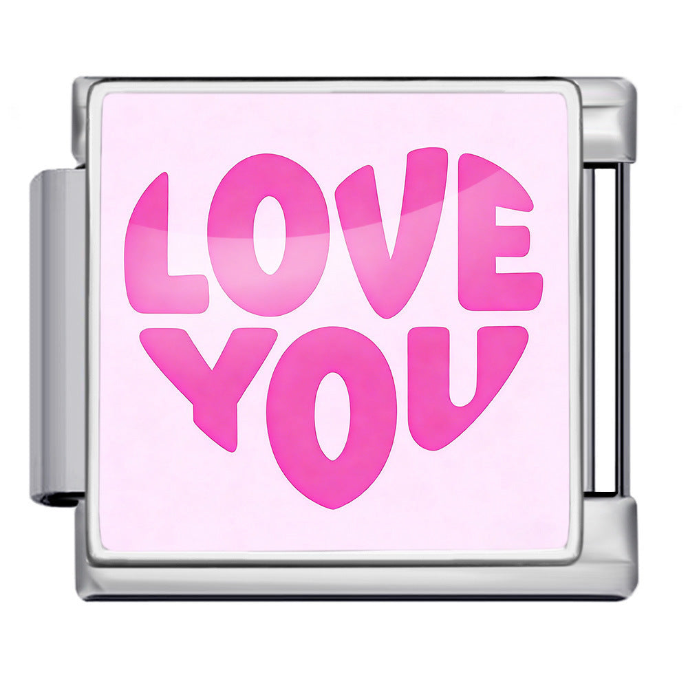 Wholesale Titanium Steel Love Series Square Pattern Modular Bracelet For Valentine S Day Gifts
