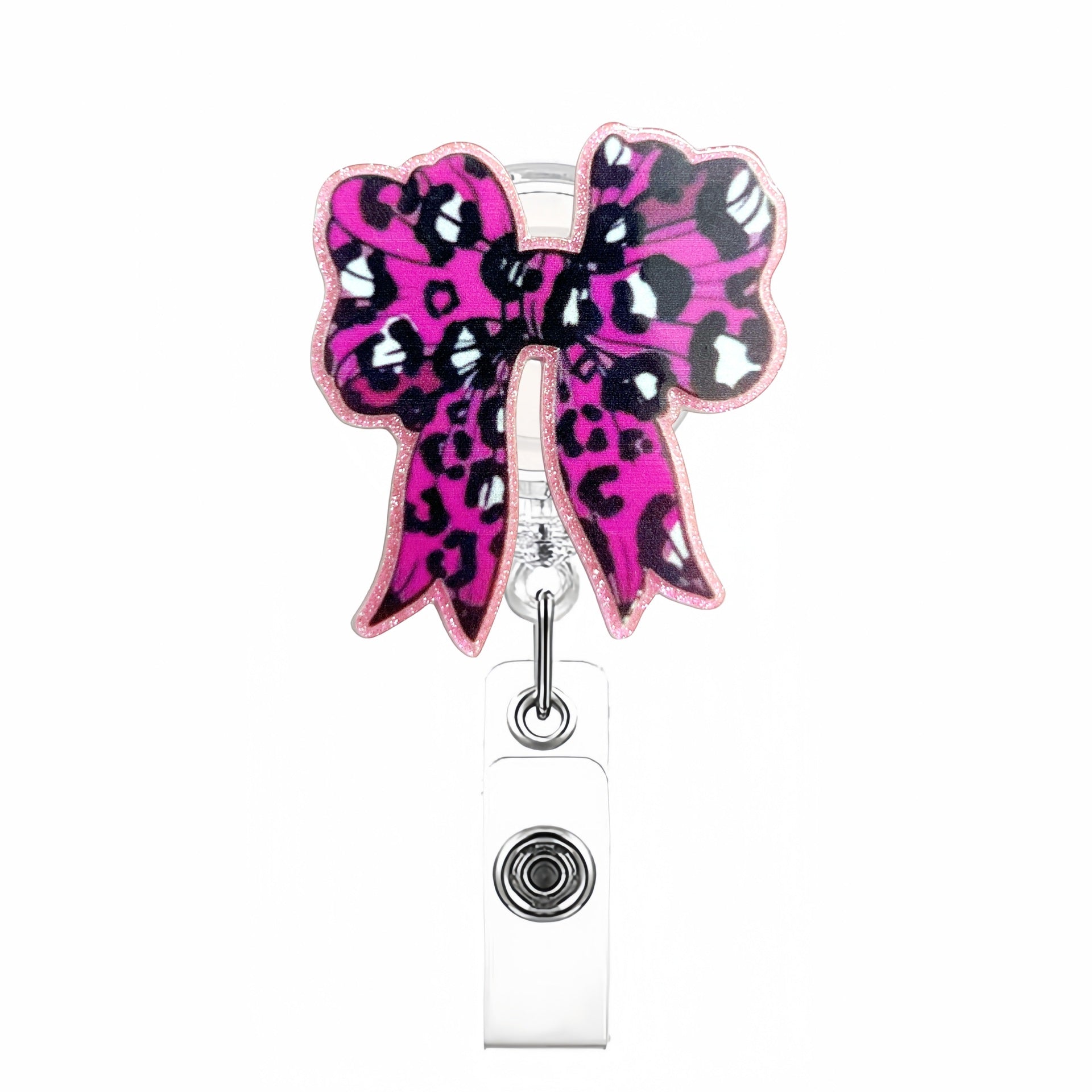 Wholesale Acrylic Creative Bow Badge Reels Keychains