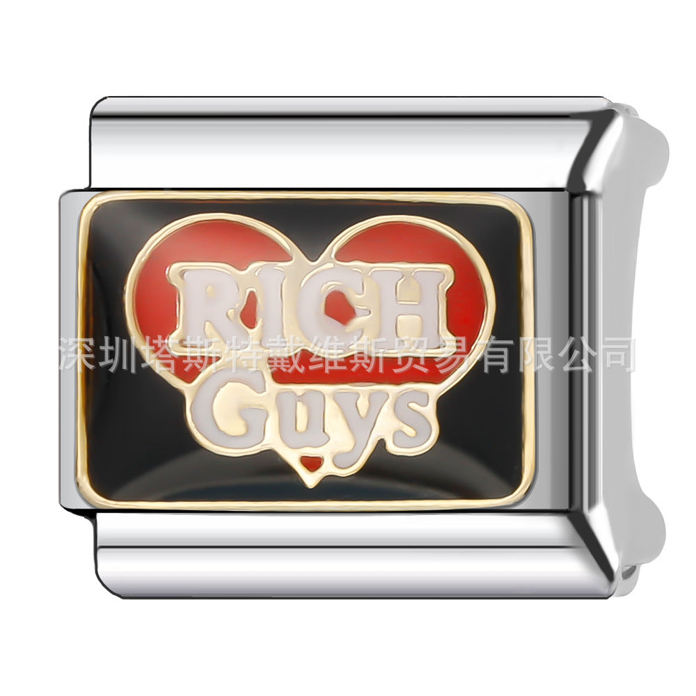 Wholesale  Italian Charm Bracelet 9mm DIY single section Creative Stainless Steel Composable Bracelet