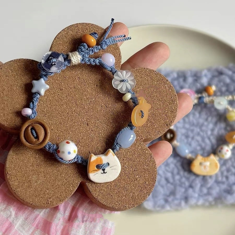 Wholesale Cute Children's Fun Orange Cat Woven Bracelet