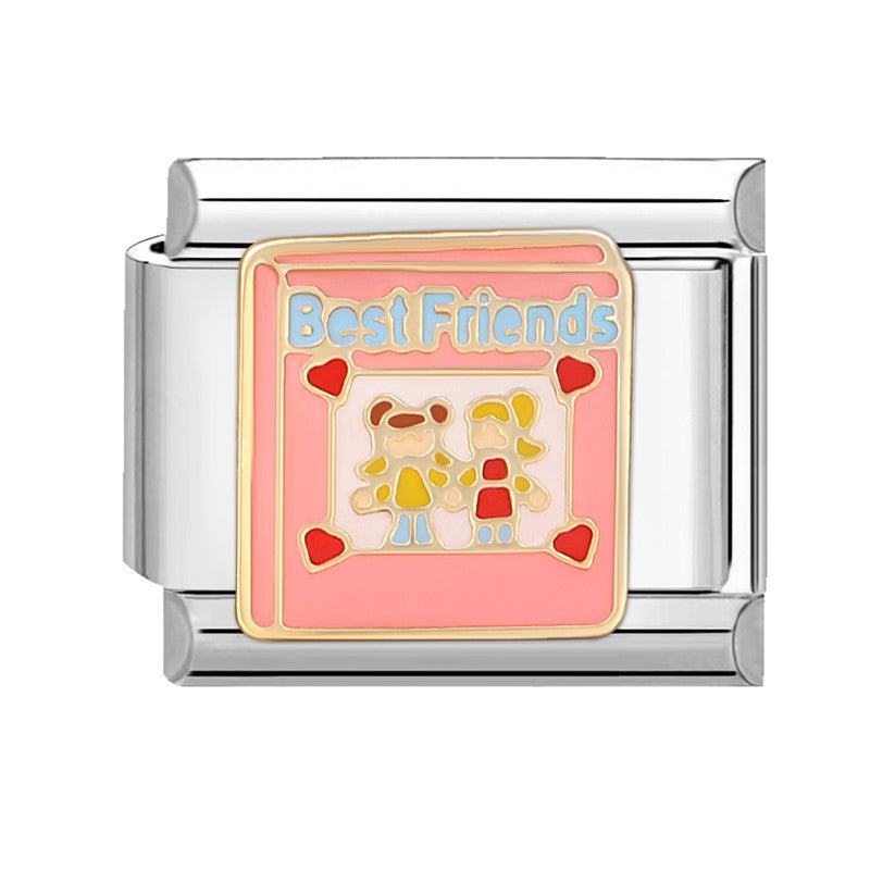 Wholesale Italian module handmade module creative DIY pink Charms