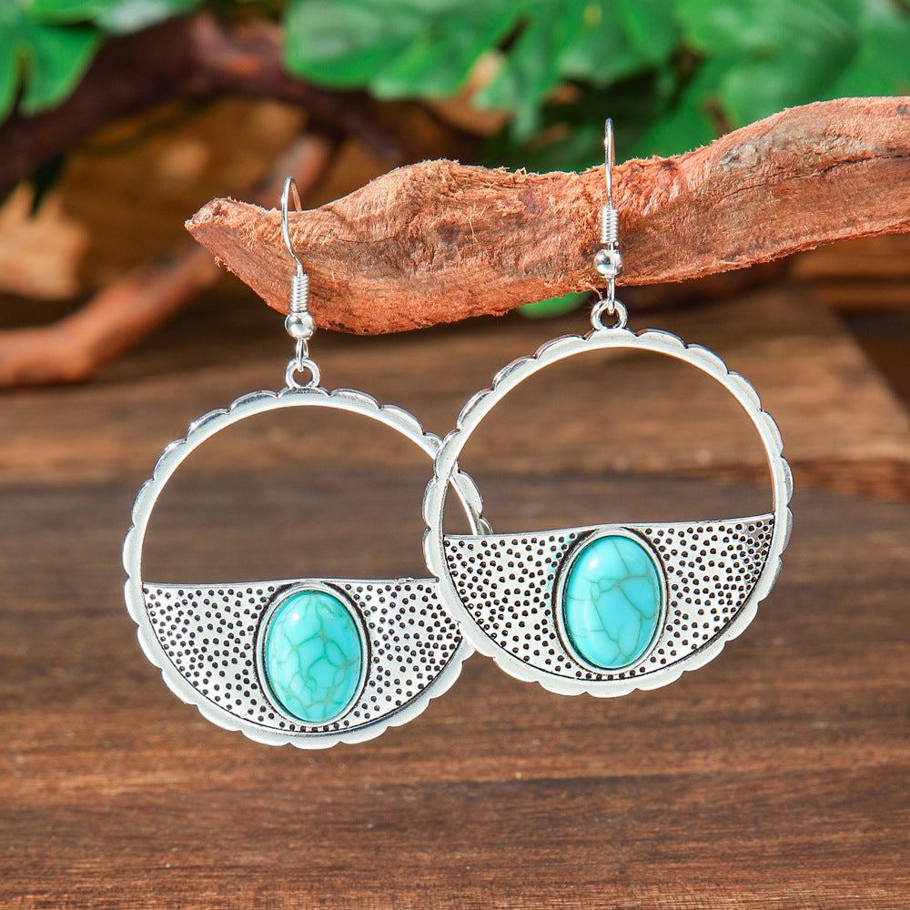 Wholesale Ethnic Style Geometric Acrylic Turquoise Earrings for Women Fashion Jewelry