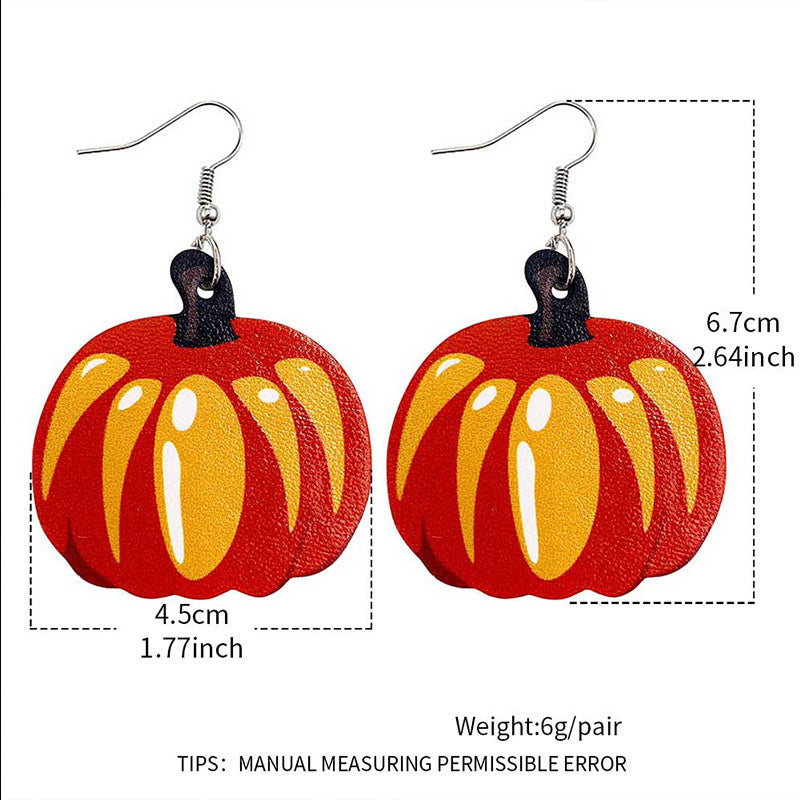Wholesale Halloween Maple Leaf Leather Earrings