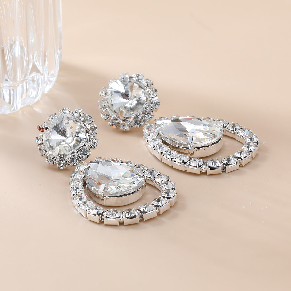 Wholesale drop-shaped full diamond banquet alloy earrings ACC-ES-JL027