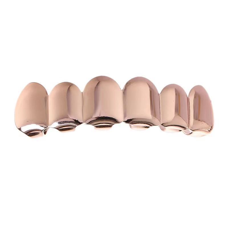 Wholesale Gold Hip Hop Teeth Braces 6 Upper 6 Lower Smooth Surface Fashion Accessory