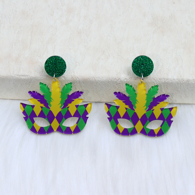 Wholesale  Mardi Gras Christmas Acrylic Earrings