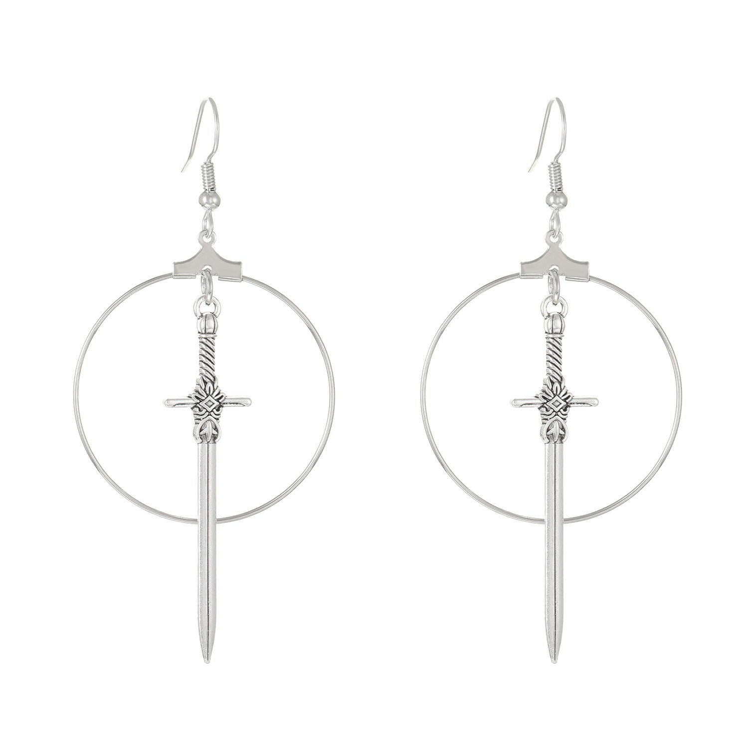 Wholesale Cross Sword Round Alloy Earrings ACC-ES-MY034