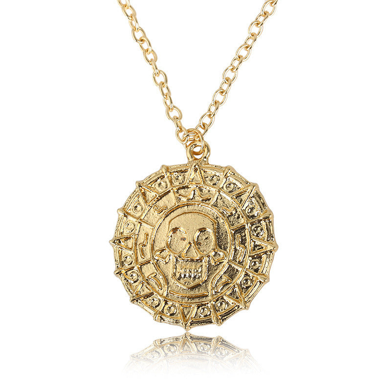 Wholesale Men' s Skull Pendant Necklace Vintage Gothic Alloy Electroplated Casual Fashion Accessory
