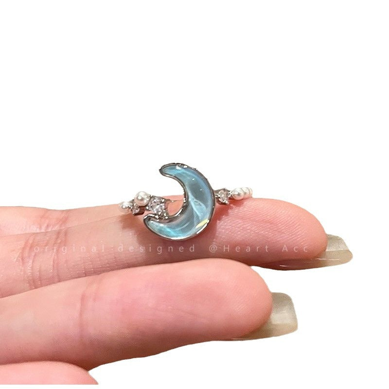 Wholesale Glacier Blue Star Moon Open Ring
