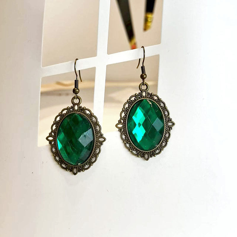 Wholesale Vintage Oval Acrylic Gem Earrings Geometric Fashion Jewelry Accessory for Women