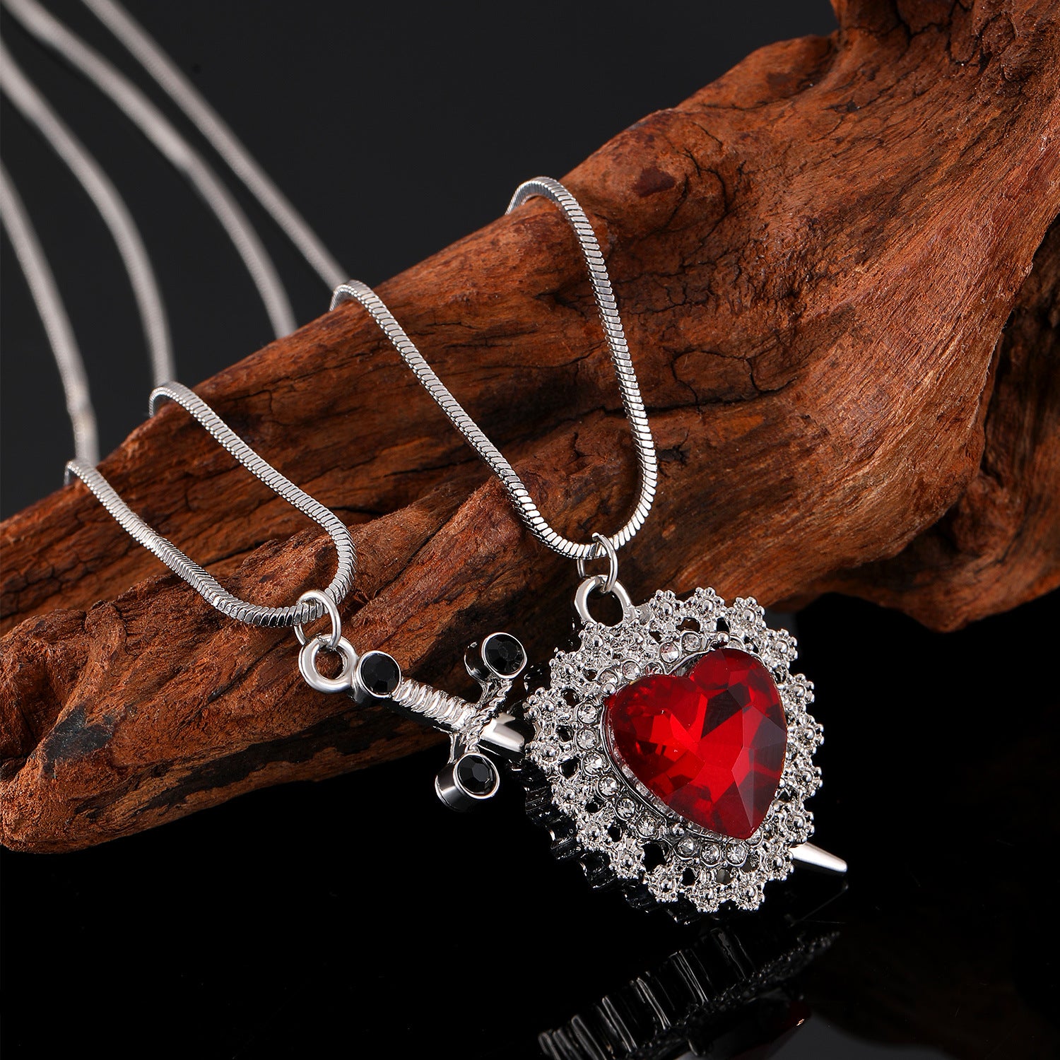 Wholesale Sword Love Couple Necklace Alloy Diamond Necklace