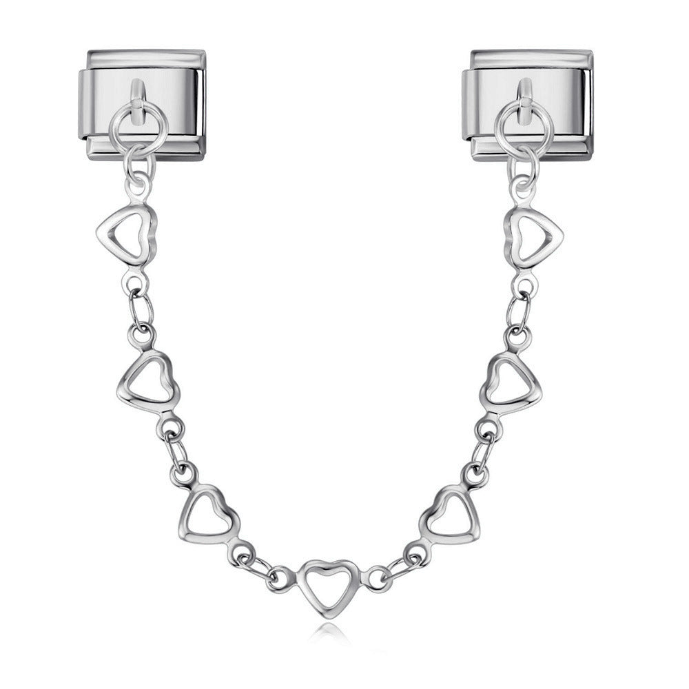 Wholesale Italian Charm Bracelet 9mm DIY Splicing Heart Pendant Stainless Steel Composable Bracelet
