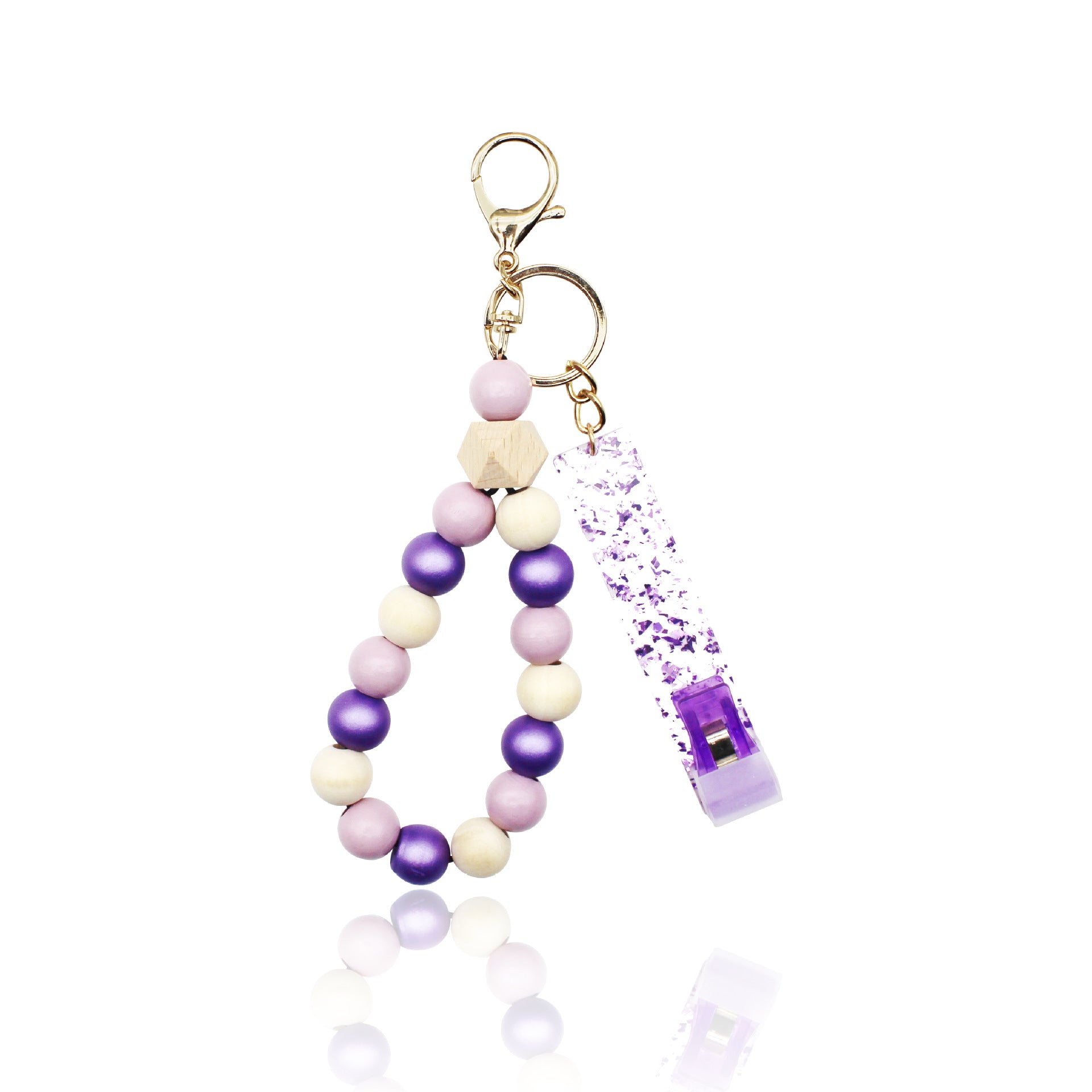 Wholesale ATM Bank Card Taker Wooden Beaded Wristlet Keychain ACC-KC-YTian011