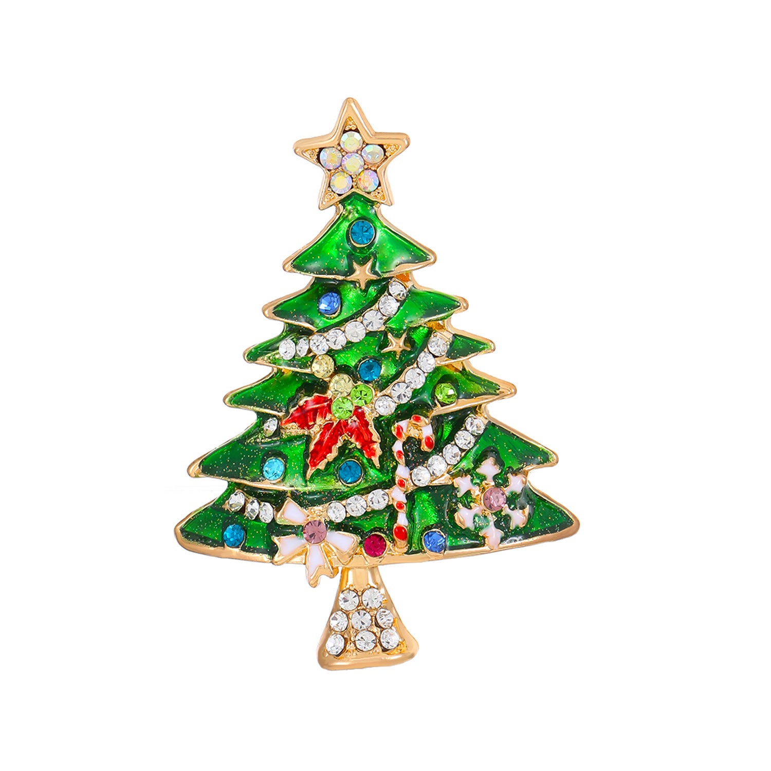 Wholesale  Diamond-encrusted Christmas Tree Brooch