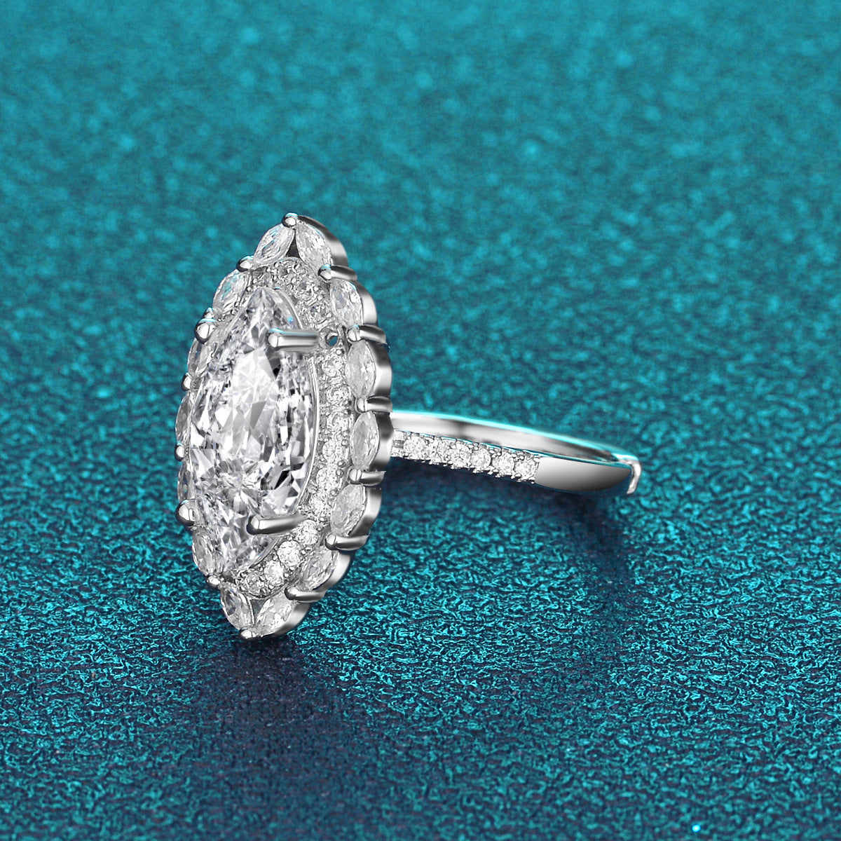 Wholesale  Olive Shaped Horse Eye Zircon Ring Women' s Light Luxury Women' s Ring