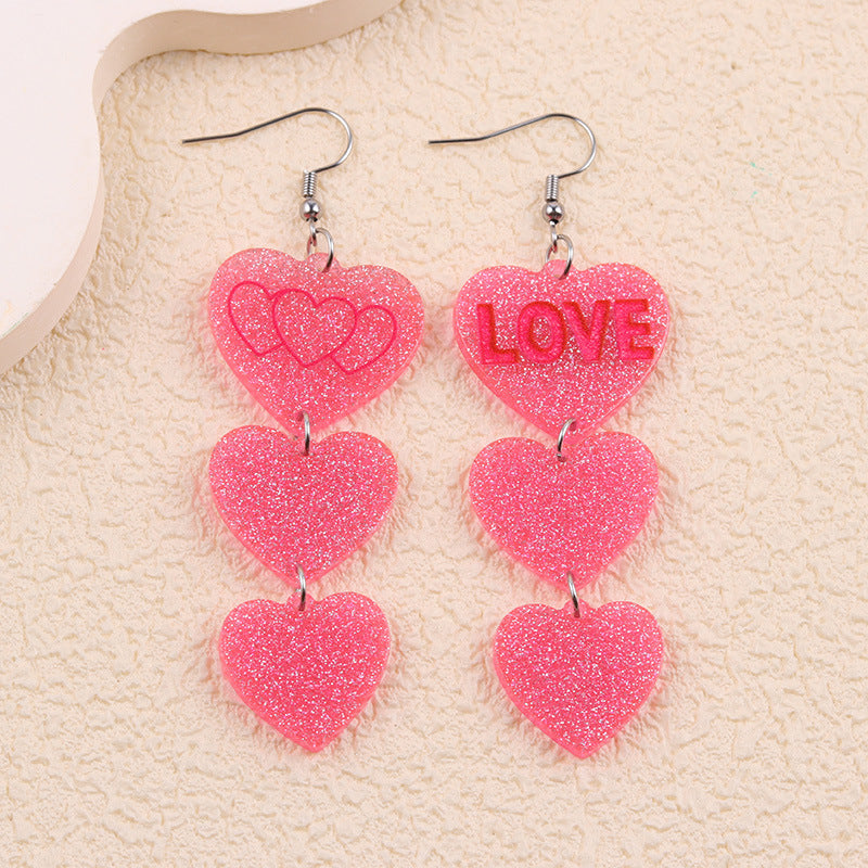 Wholesale Valentine' s Day Acrylic Heart Print XO Letter Earrings