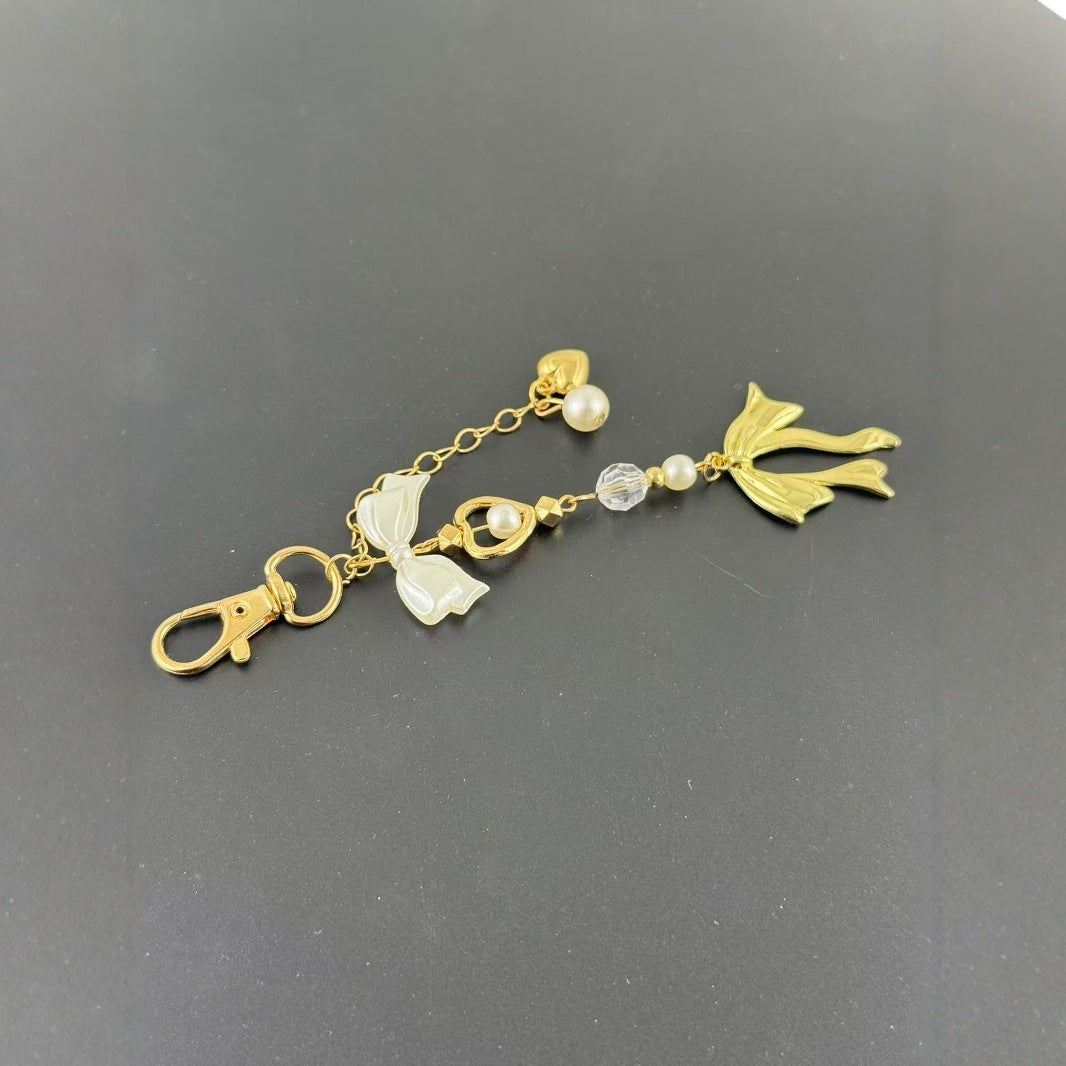 Wholesale Gold bow heart pendant keychain