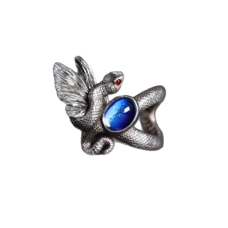 Wholesale  Yuji Vintage Old Snake and Butterfly Opening Ring Punk Ring