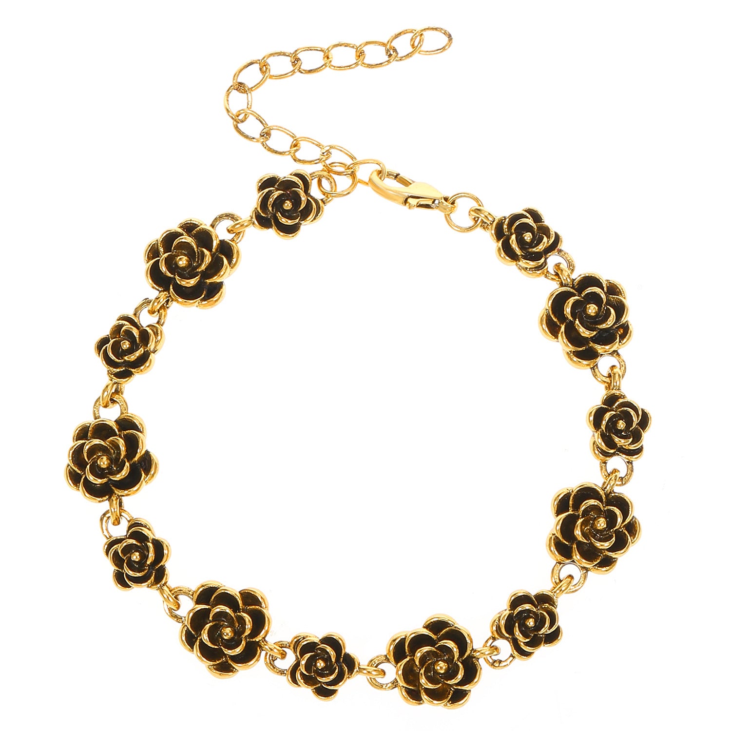 Wholesale Vintage Alloy Flower Bracelet For Women Distressed Design Chic Jewelry Accessory