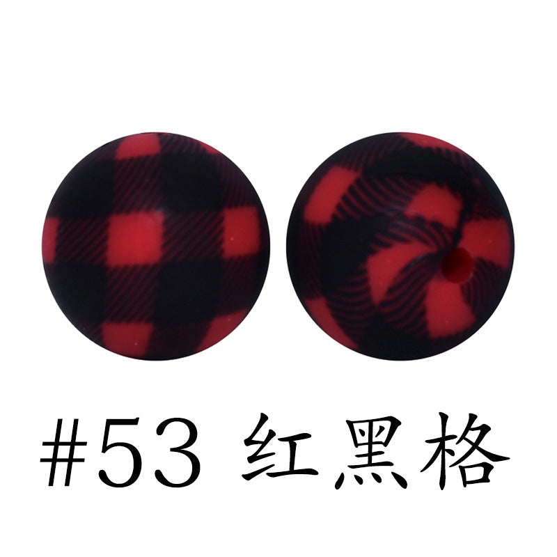 Wholesale 50pcs 15mm Western Style Leopard Skull Color Aztec Printed Silicone Balls Beads ACC-BDS-HeSheng009