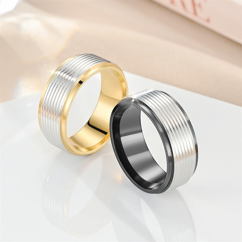 Wholesale  two-color titanium steel ring couple ring