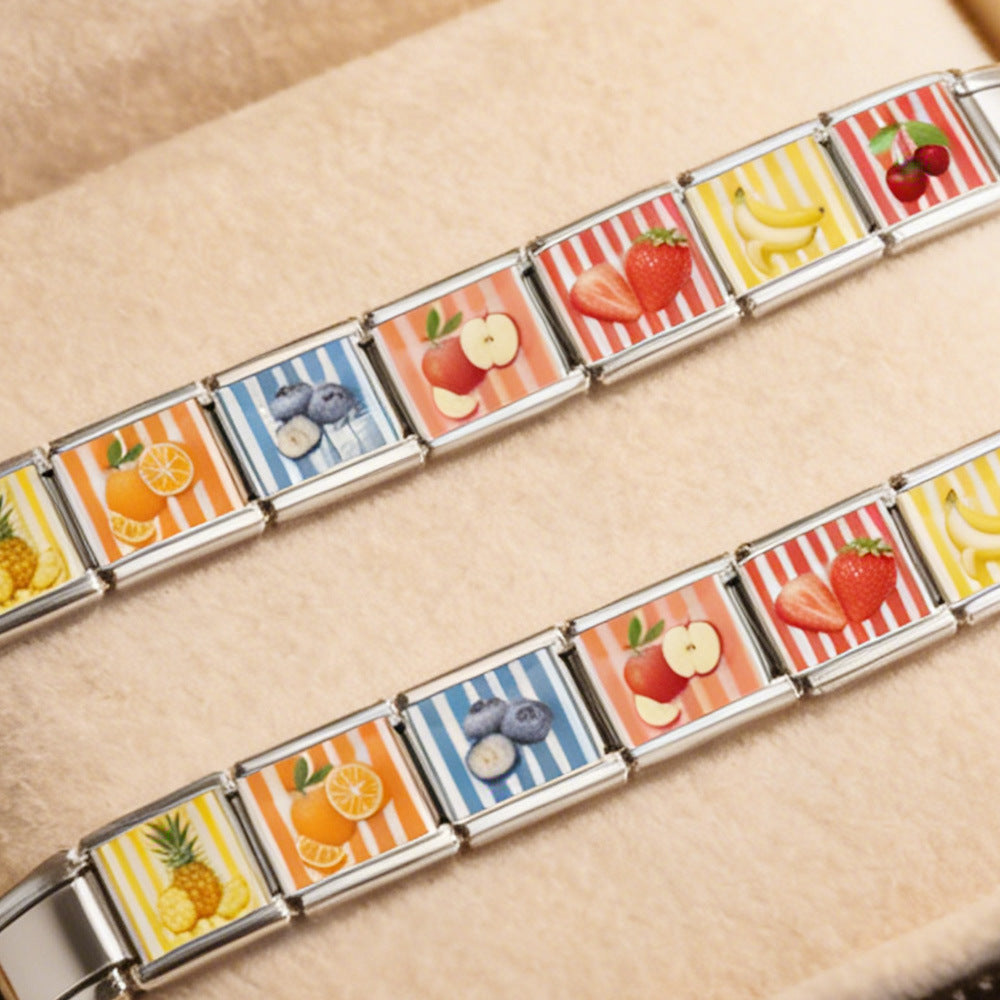 Wholesale 9mm Italian Charm Starter Bracelets DIY square Single Section Creative Stainless Steel Composable Bracelet