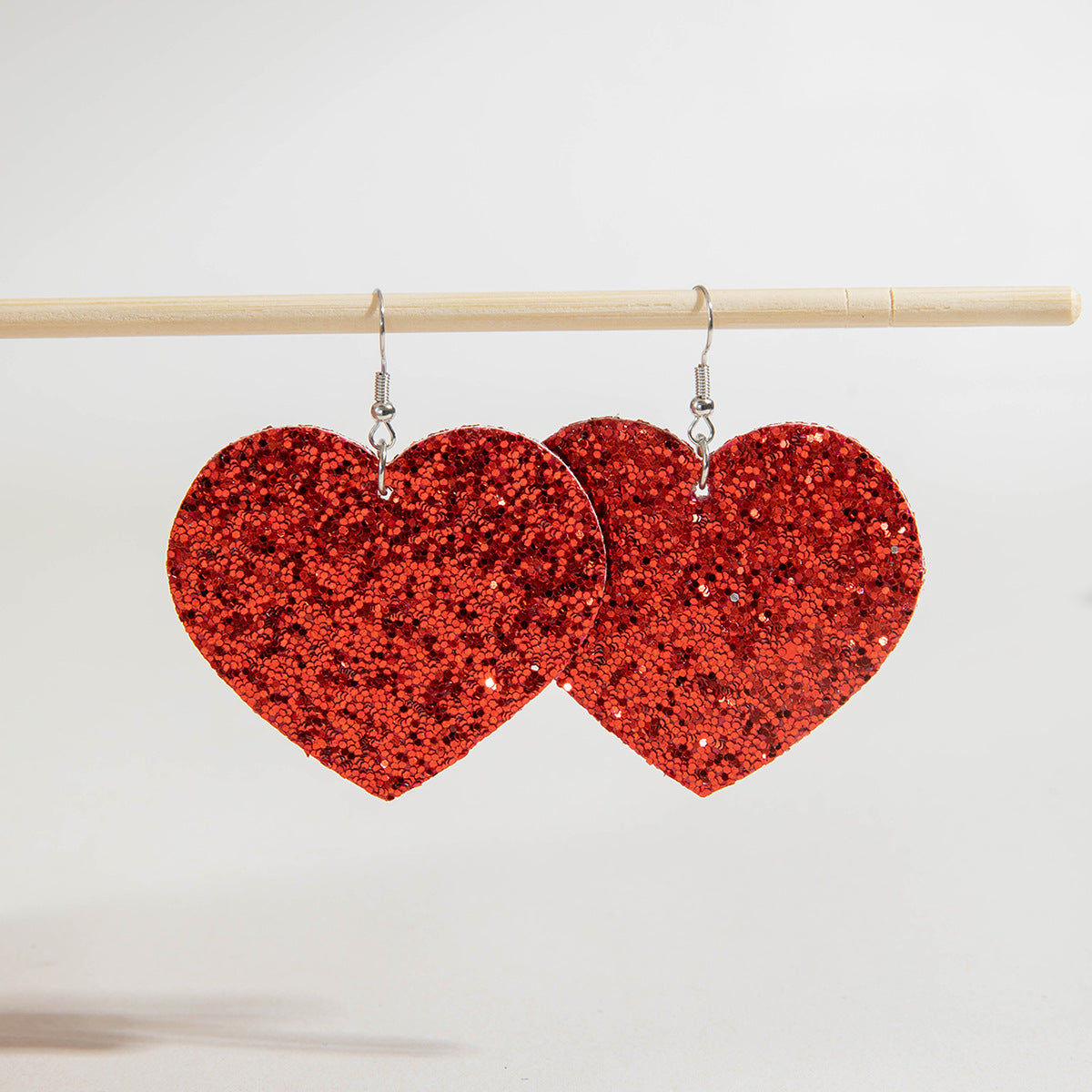 Wholesale genuine leather big teardrop heart Valentine's Day earrings