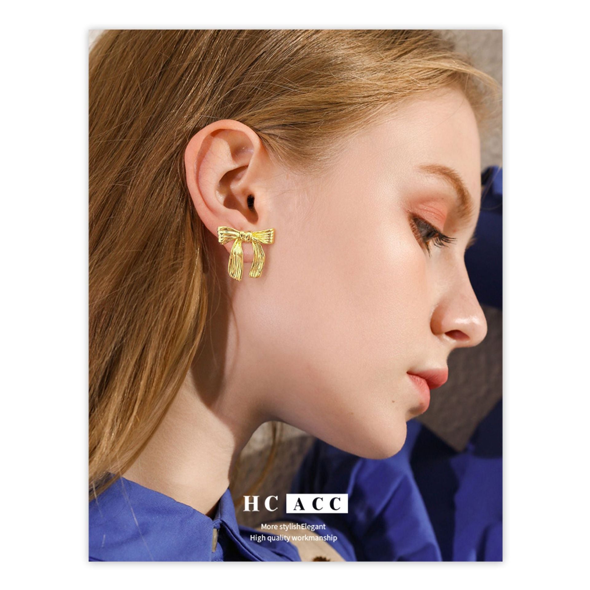 Wholesale Bow Earrings, Light Luxury, High Grade Copper Plated Earrings, ACC-ES-HuaChuang009