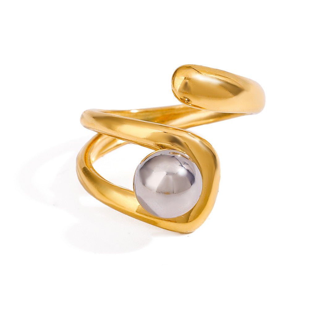 Wholesale  18k gold stainless steel gold and silver color matching beads color matching cross ring