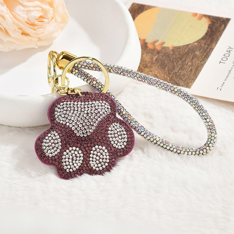Wholesale Pink Leather Cartoon Rhinestone Keychain Bag Charm Gift