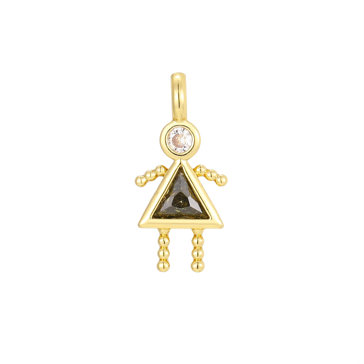 Wholesale Copper Plated 18K Gold Cartoon Birthstone Pendant Necklace,  Trendy Jewelry Accessory for Girls