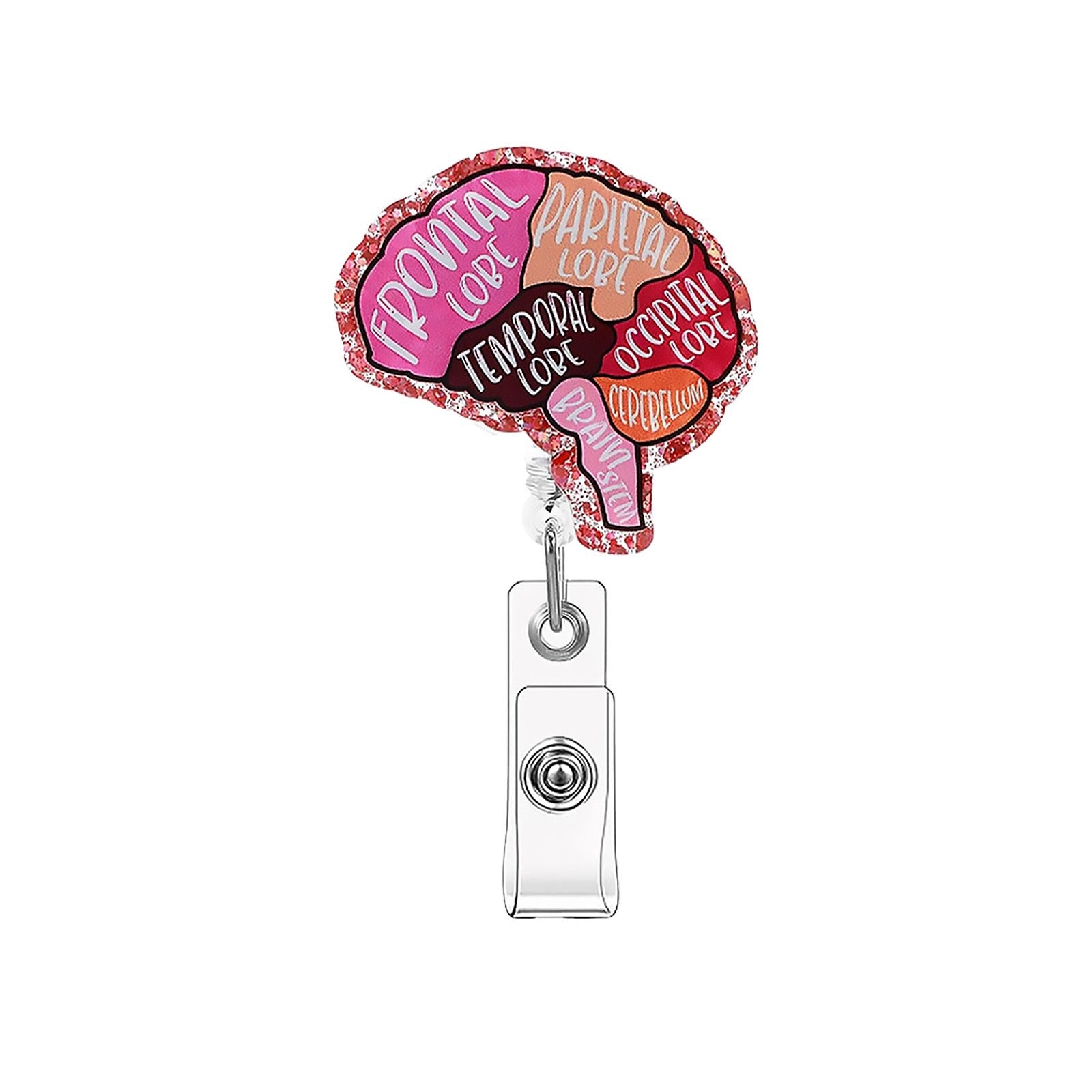 Wholesale Glitter Organ Brain Badge Reels Keychains