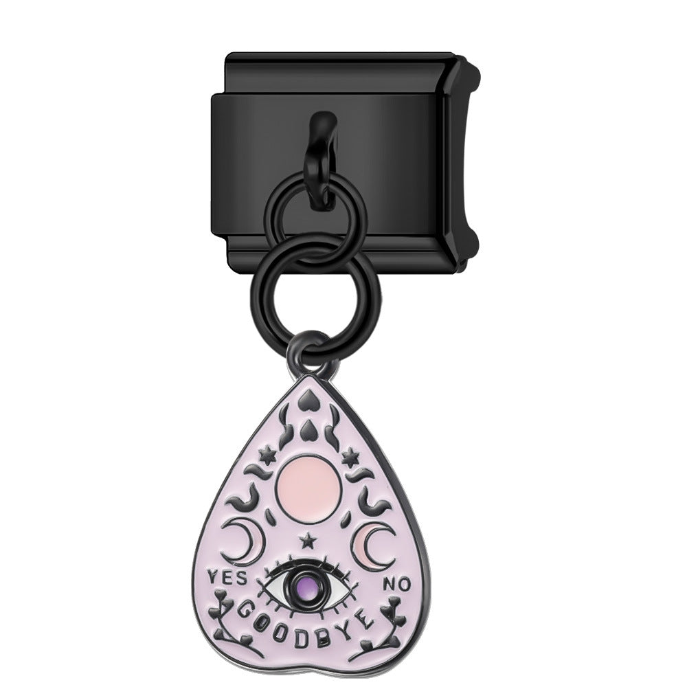 Wholesale Italian Charm Bracelet 9mm DIY Splicing Black Cartoon Pattern Pendant Stainless Steel Composable Bracelet