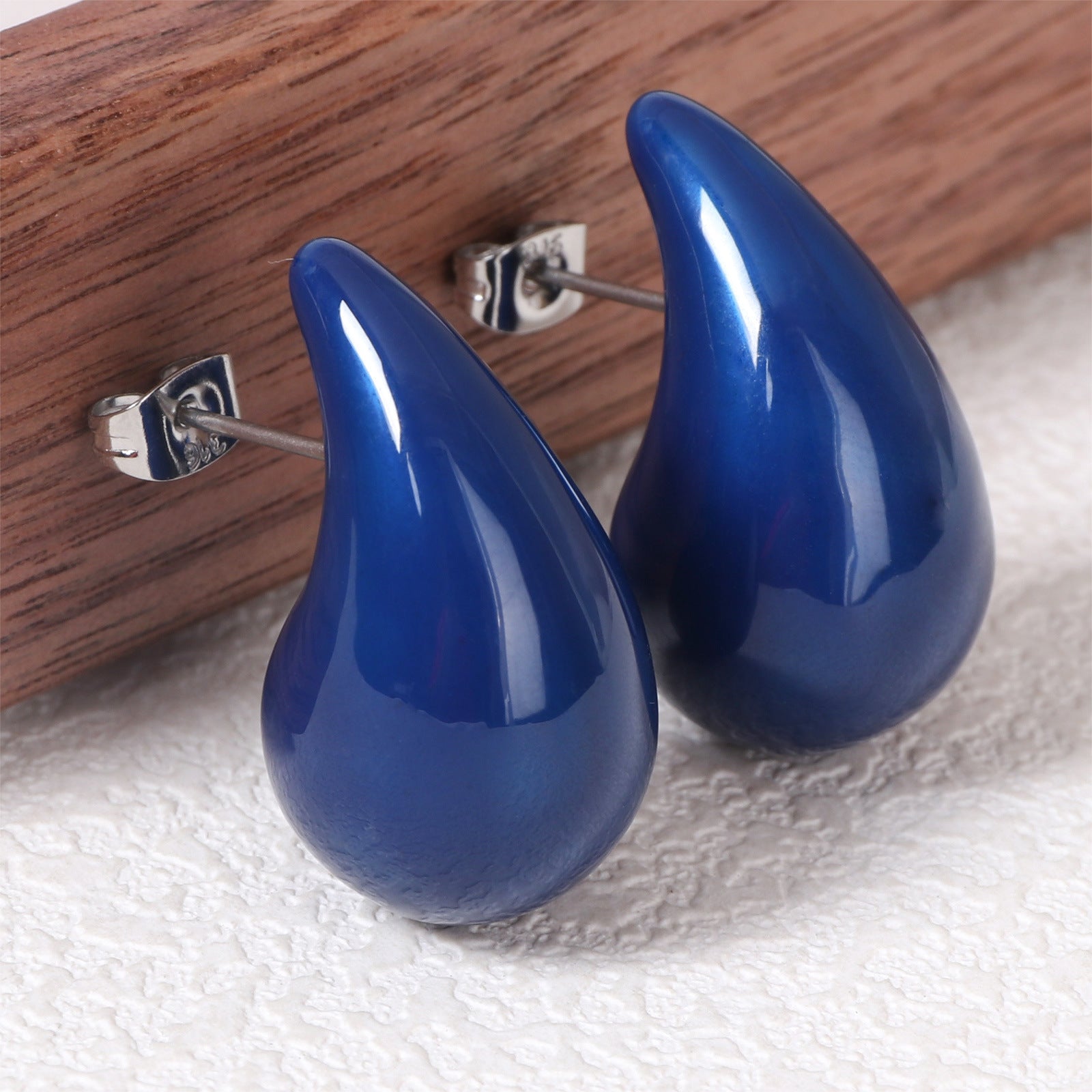 Wholesale Stainless Steel Colorful Oil Drop Geometric Earrings