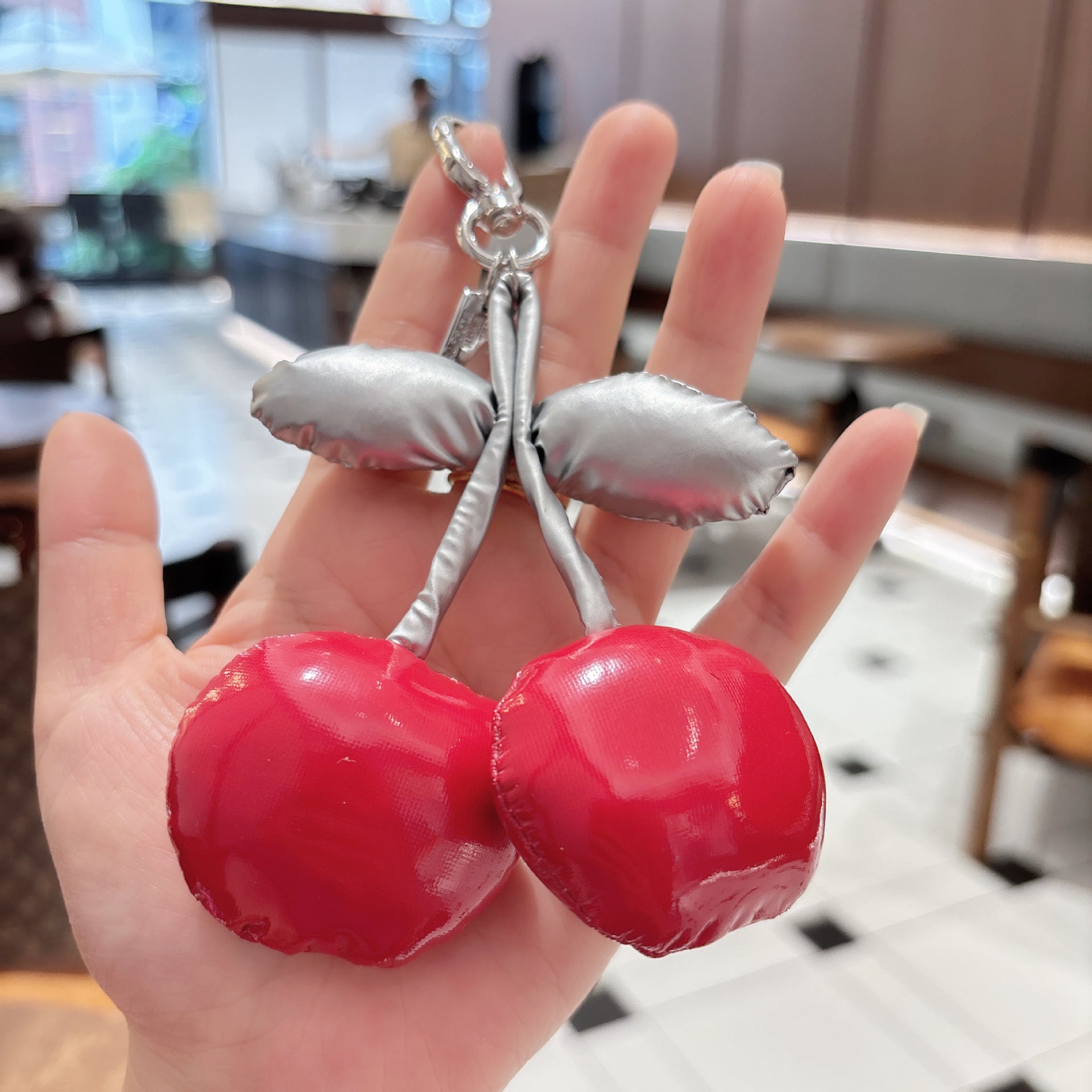 Wholesale PU-filled cherry pendant CCD keychain