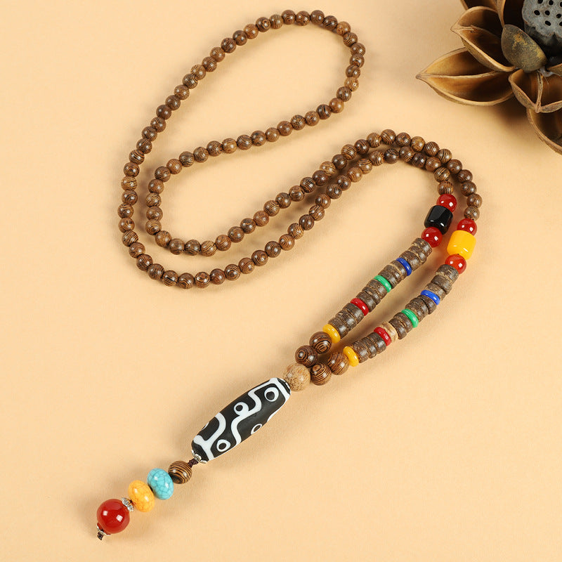 Wholesale Retro Ethnic Style Sweater Chain Long High-end Wooden Pendant Vintage Long Necklace ACC-NE-Luox003