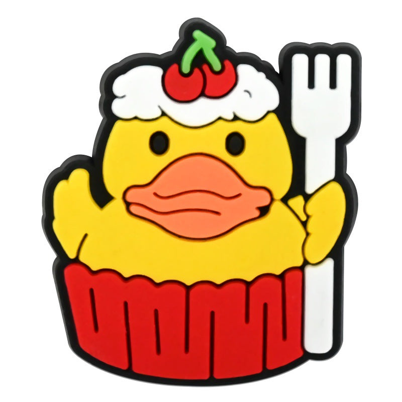 Wholesale Random 100pcs Cute Little Yellow Duck  PVC Soft Rubber Shoe Buckle Decoration