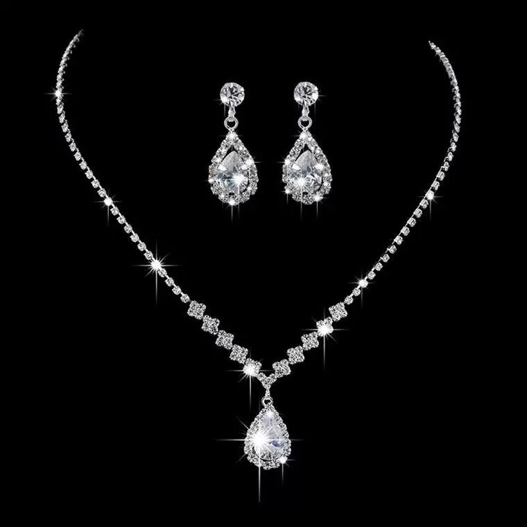 Wholesale Man-made Pearl and Rhinestone Earring Necklace and Bracelet Set