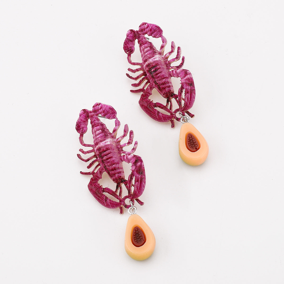 Wholesale summer animal lobster pendant earrings