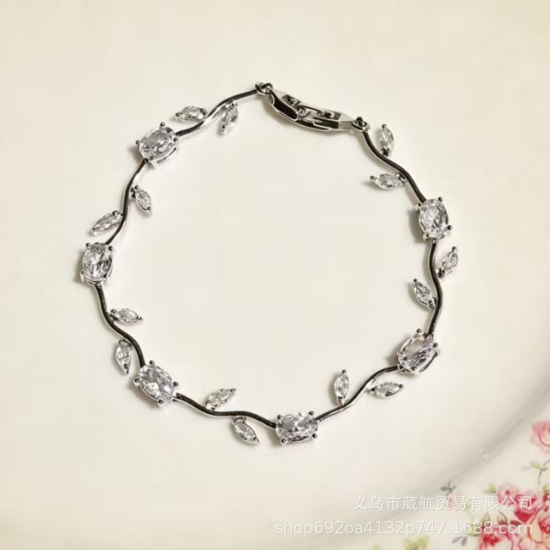 Wholesale Alloy Colorful Zircon Branches Bracelet,  Fashionable European Style Jewelry for Boutique Resale