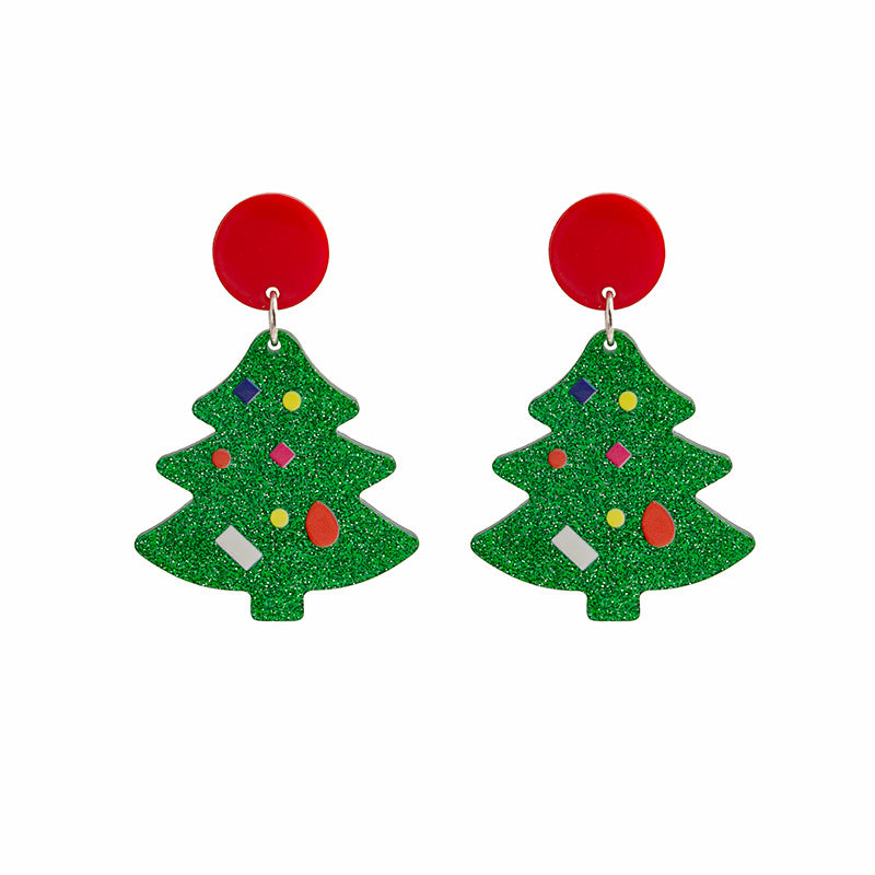 Wholesale Cartoon Christmas Santa Claus Tree Snowman Acrylic Earrings ACC-ES-MDD050