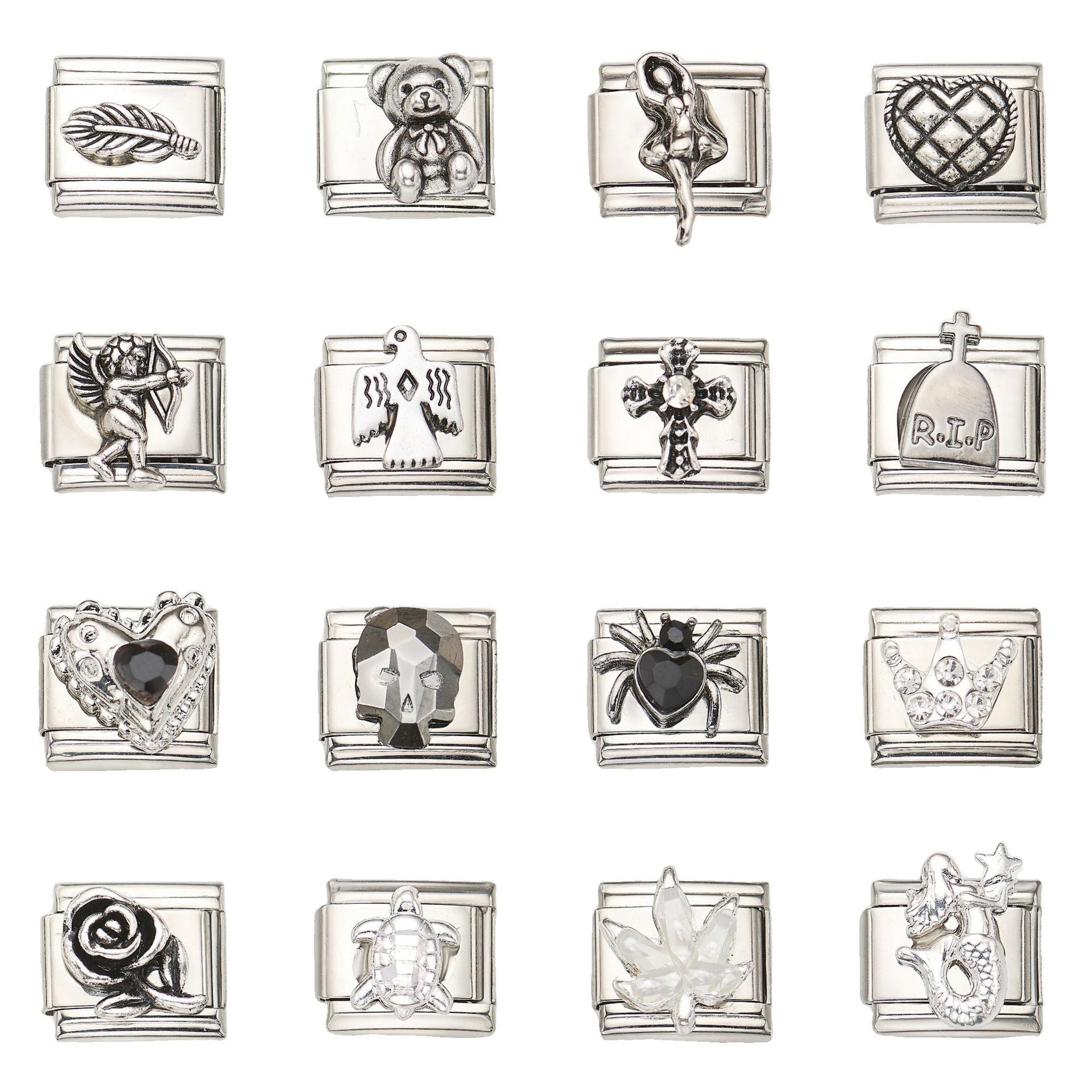 Wholesale 10pcs Italian Charm Bracelet 9mm DIY Splicing Heart Angel Cross Stainless Steel Composable Bracelet