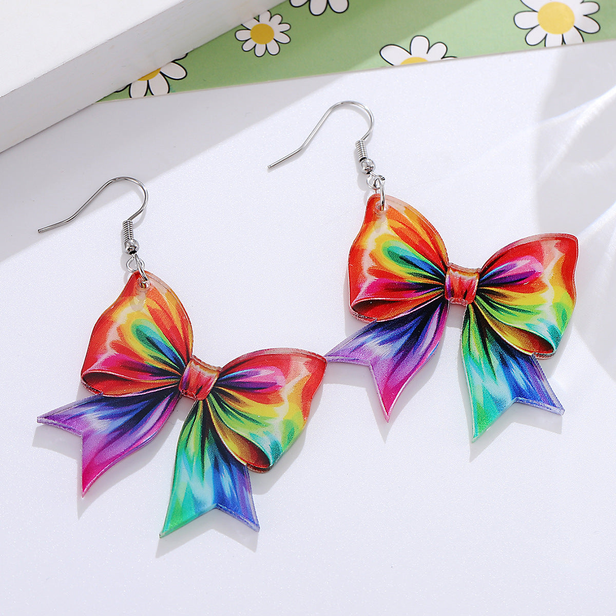 Wholesale Rainbow bow drop earrings