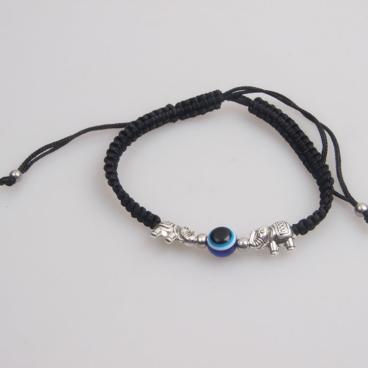 Wholesale Turtle Elephant 9 Round Beads Blue Eyes Red Rope Woven Adjustable Bracelet