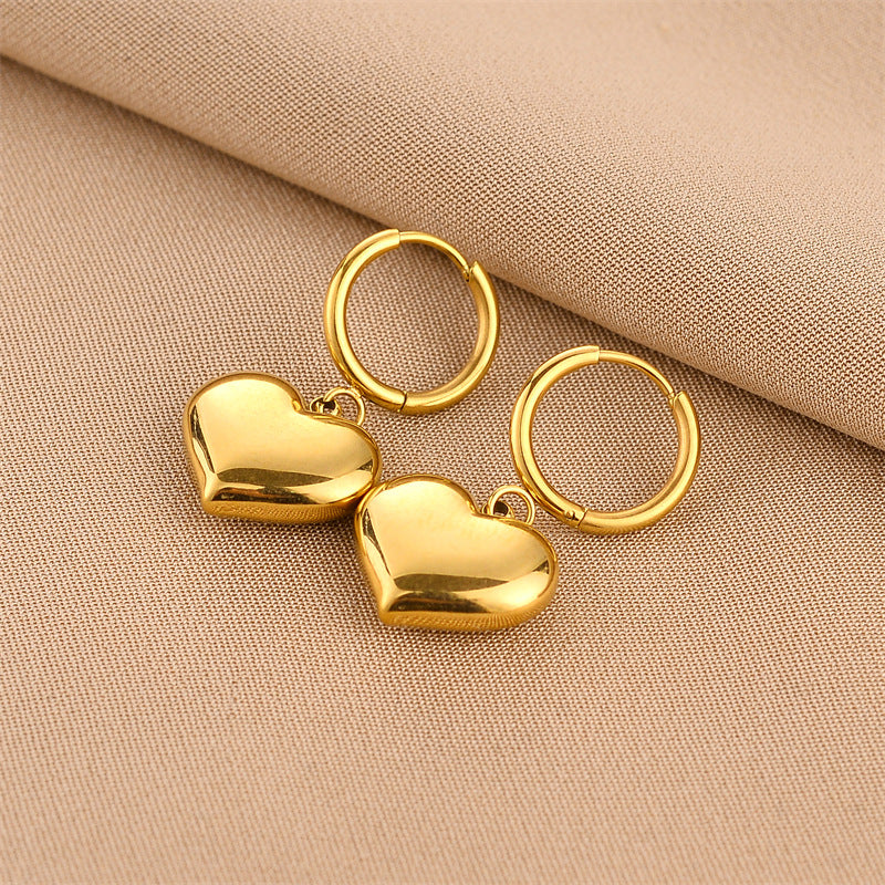 Wholesale Love Titanium Steel Three-dimensional Heart-shaped Earrings ACC-ES-Chengy004