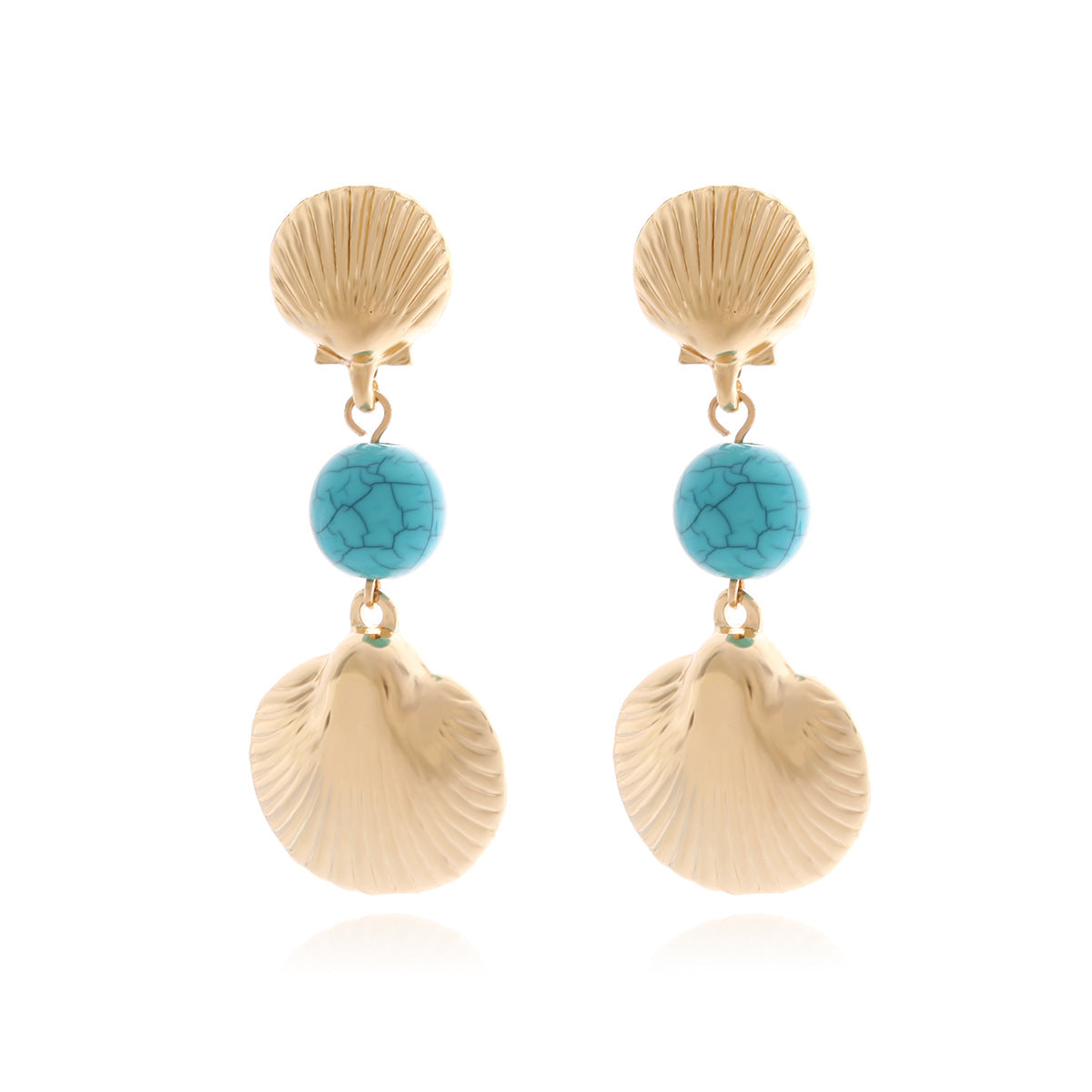 Wholesale Shell and Turquoise Texture Earrings Bohemian Multi-Layer for Women